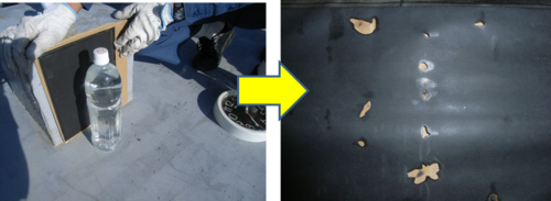 ペットボトルによる実験 　　　　焼け焦げたあと