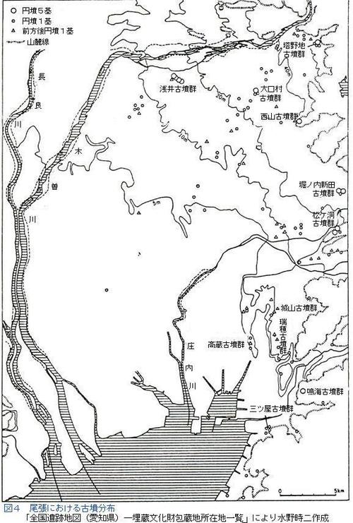 尾張における古墳分布