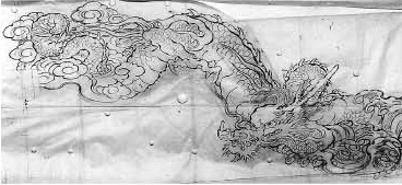 稲橋八幡神社本殿の海老虹梁の下絵