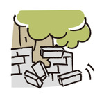 塀が崩れるイラスト