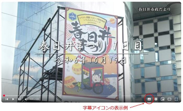字幕アイコンの表示例