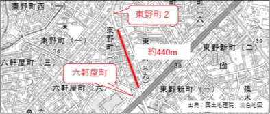 市道130号線整備区間の平面図