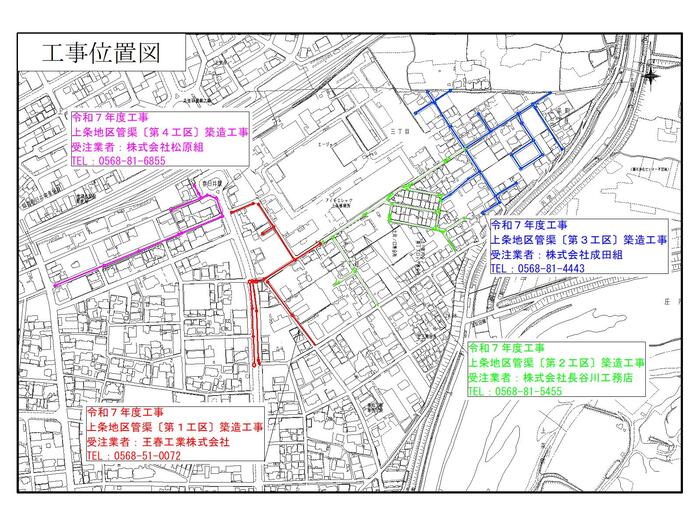 上条地区下水道工事位置図