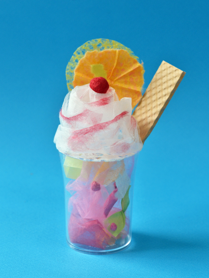 和紙で作る「カップアイス」